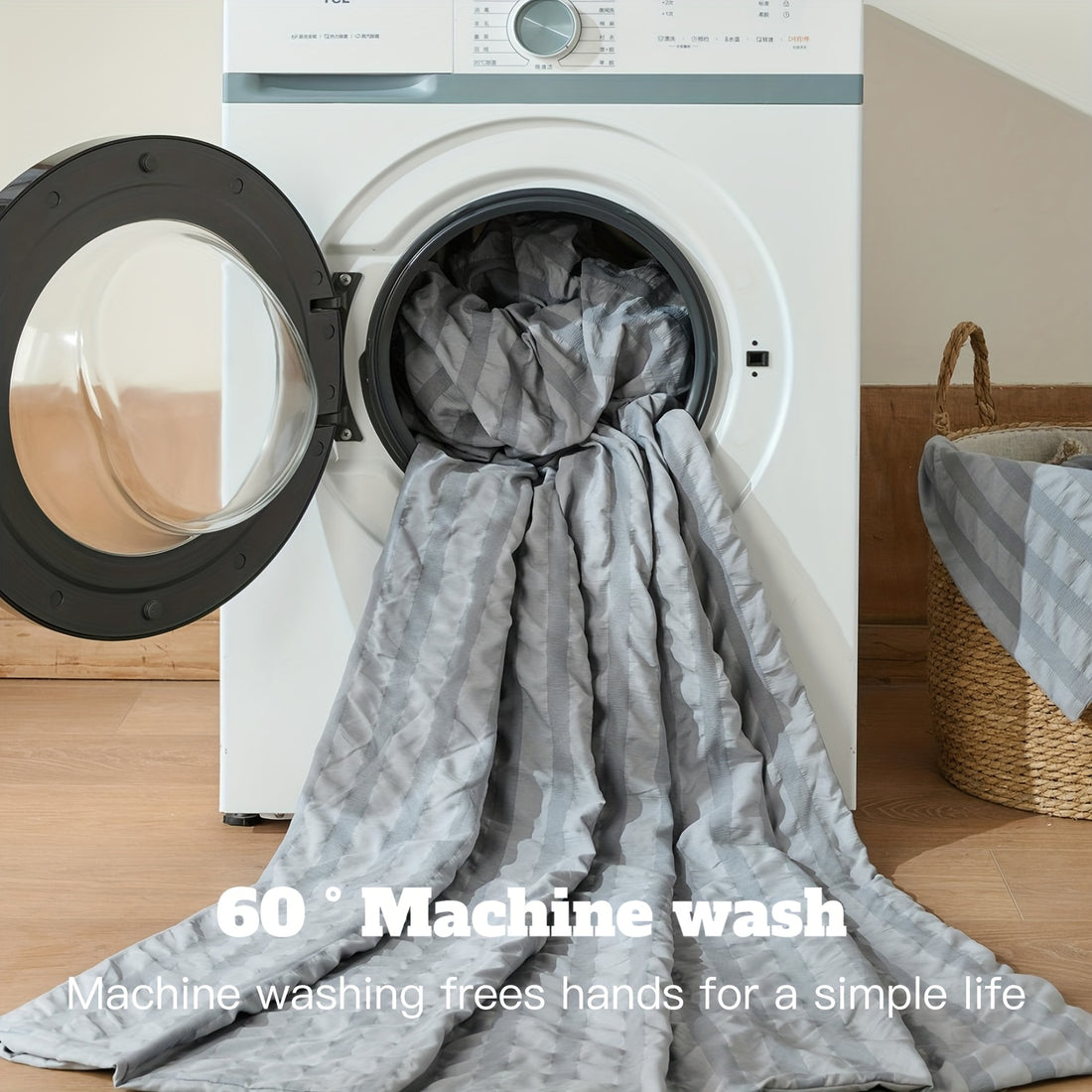 Set Copripiumino e federa con righe in rilievo in garza di schiuma