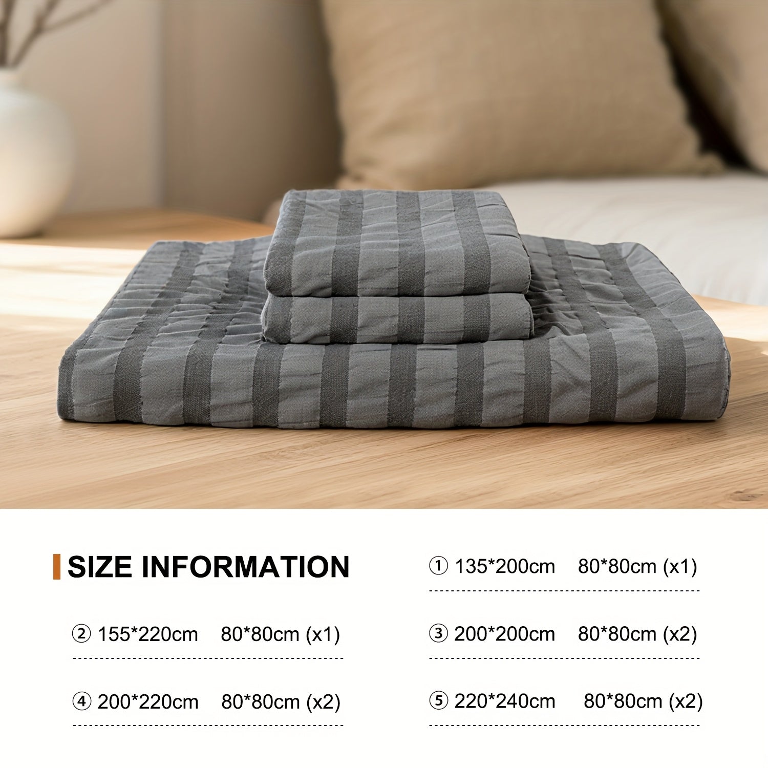 Set Copripiumino e federa con righe in rilievo in garza di schiuma