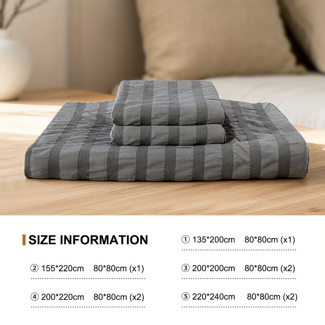 Set Copripiumino e federa con righe in rilievo in garza di schiuma