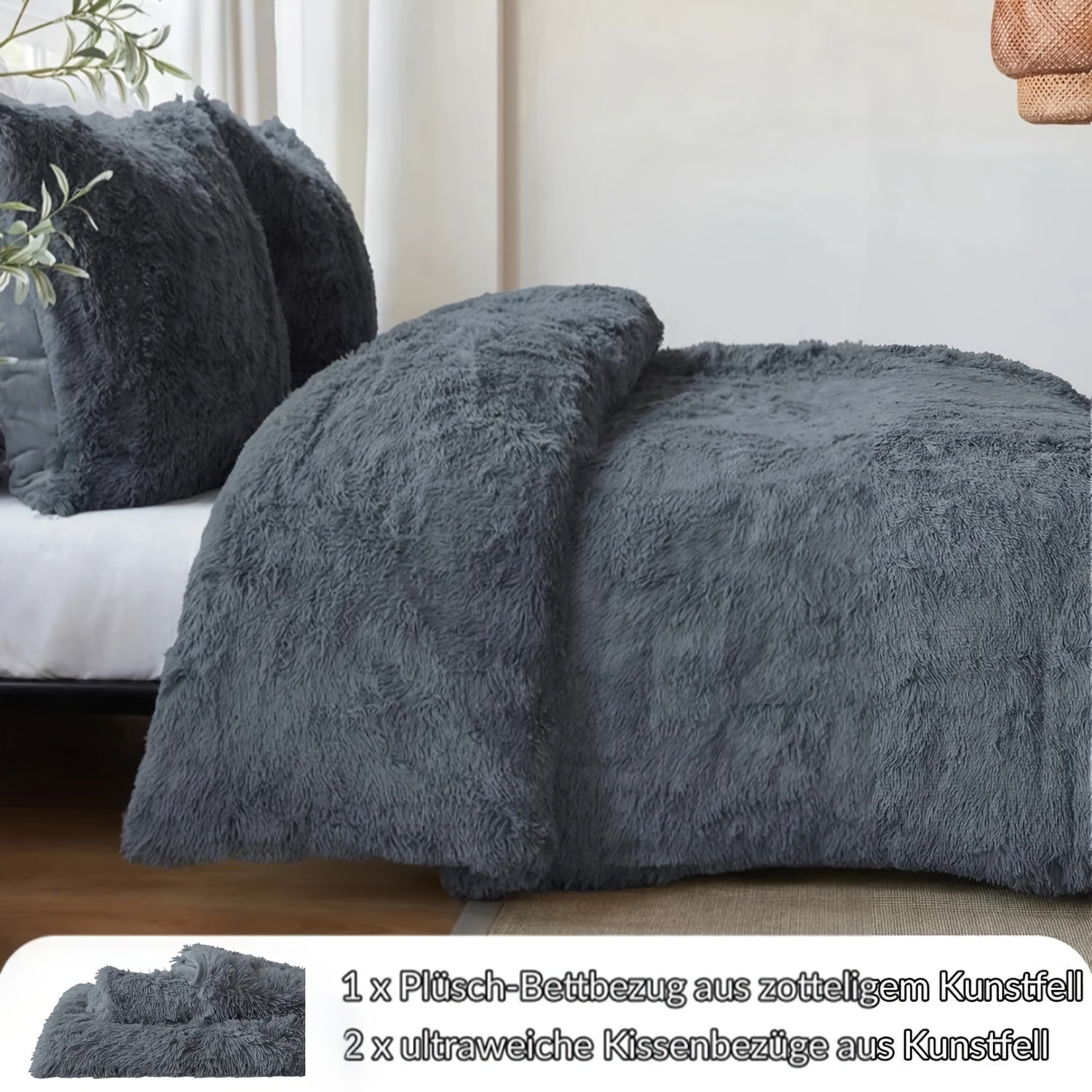 Set 2/3 Pezzi in Pile vellutato effetto pelliccia