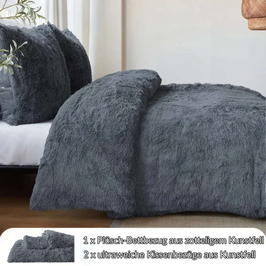 Set 2/3 Pezzi in Pile vellutato effetto pelliccia