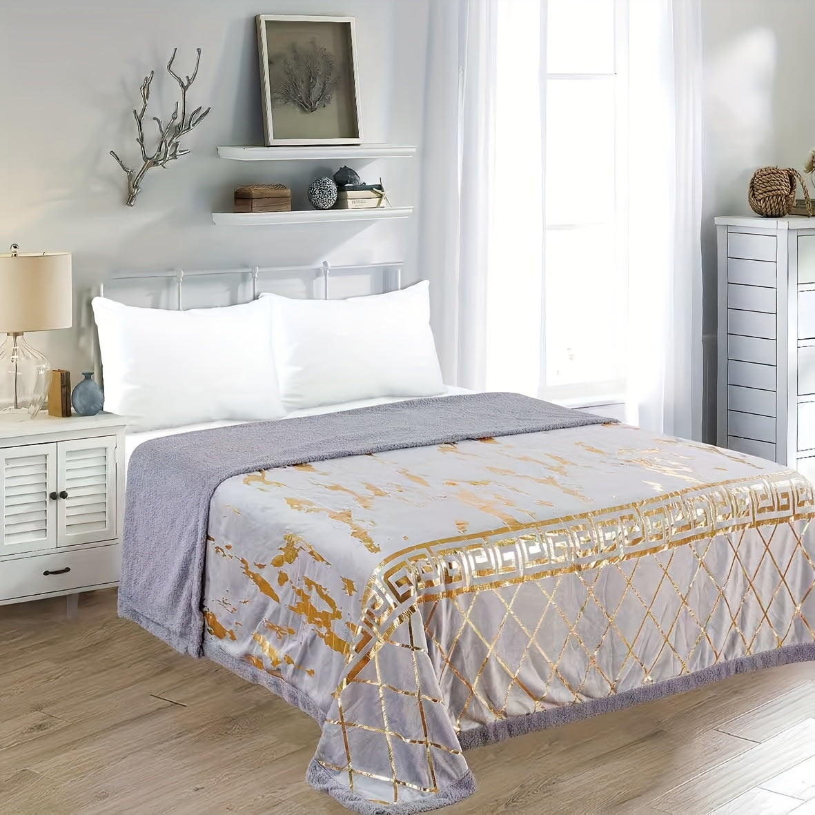 Coperta in Tessuto Sherpa - Realizzata in caldo tessuto dorato