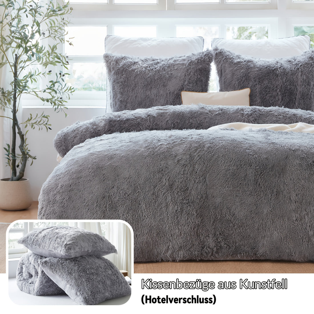 Set 2/3 Pezzi in Pile vellutato effetto pelliccia