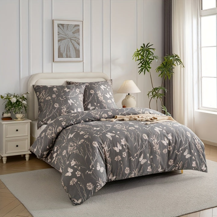 Set copripiumino con stampa floreale - traspirante copripiumino + federa