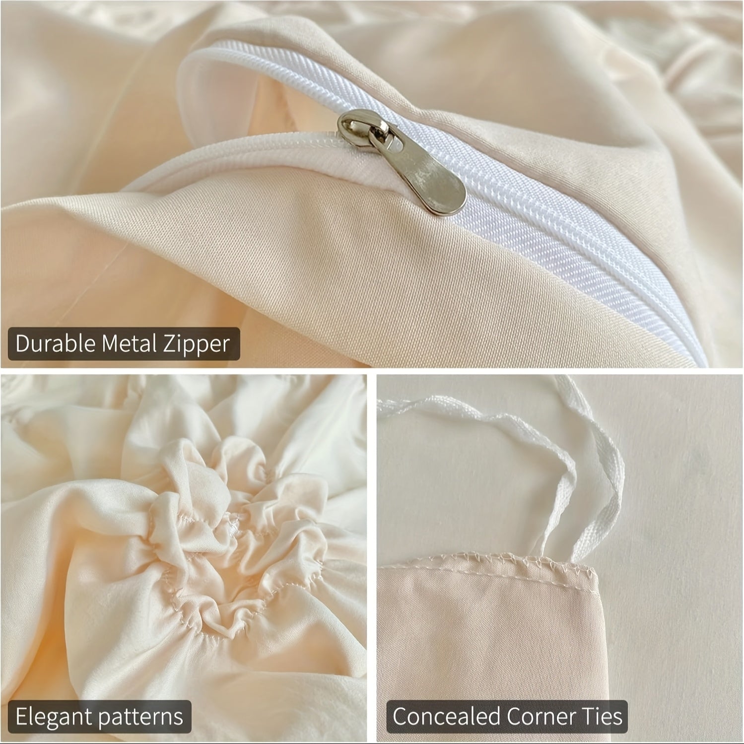 Copripiumino beige con fiori tridimensionali