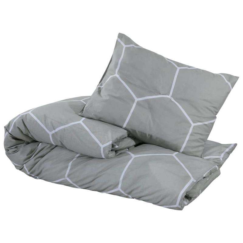 1 Duvet Cover + 2 Pillowcases Gray Bedspread Set - Heavy-Duty King/Queen Size Bed 260x220cm, Soft All-Season Bedding with Zipper Closure, Modern Grey & White Hexagon Pattern, Machine Washable & s Bedrooms