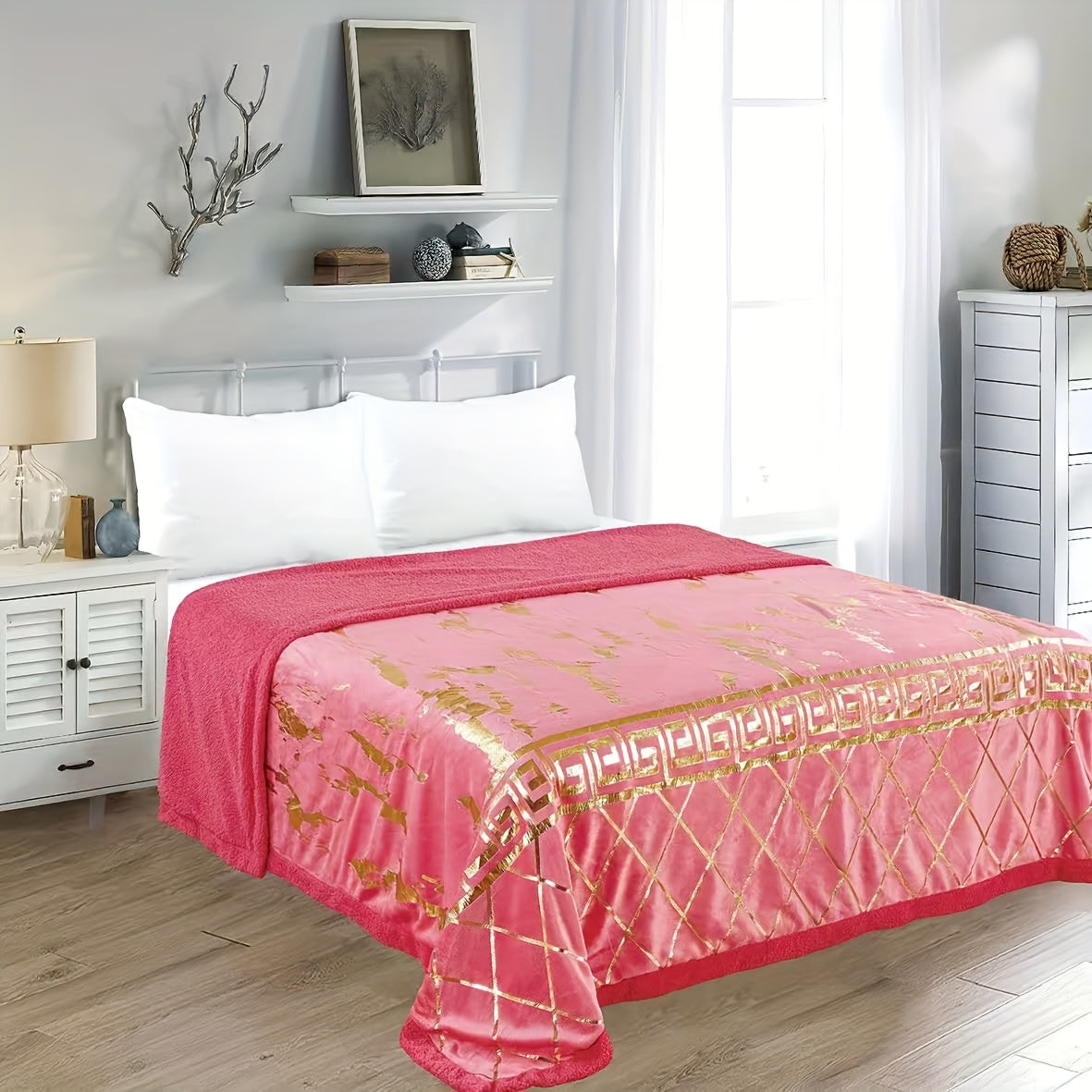 Coperta in Tessuto Sherpa - Realizzata in caldo tessuto dorato