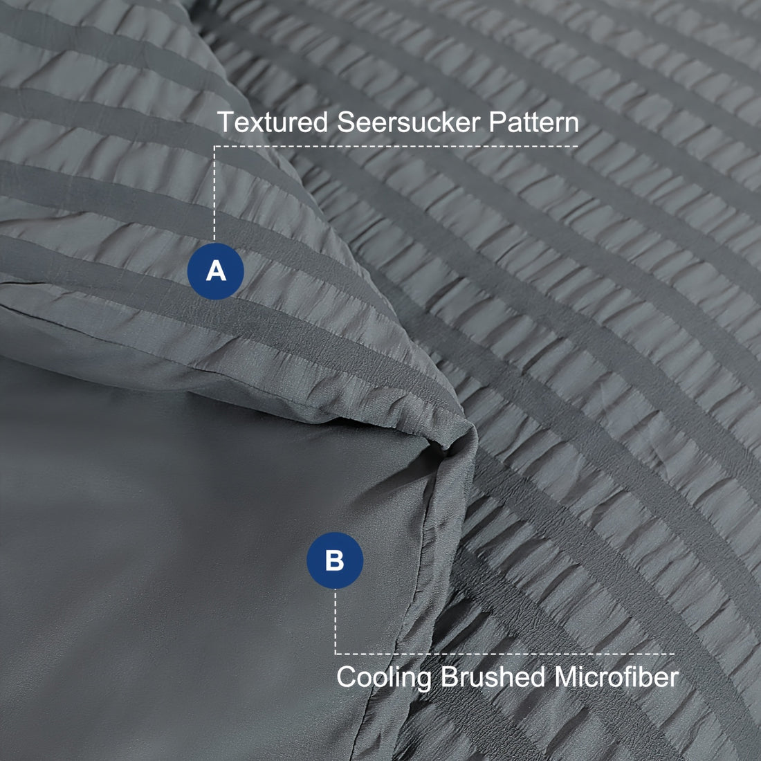 Set Copripiumino e federa con righe in rilievo in garza di schiuma
