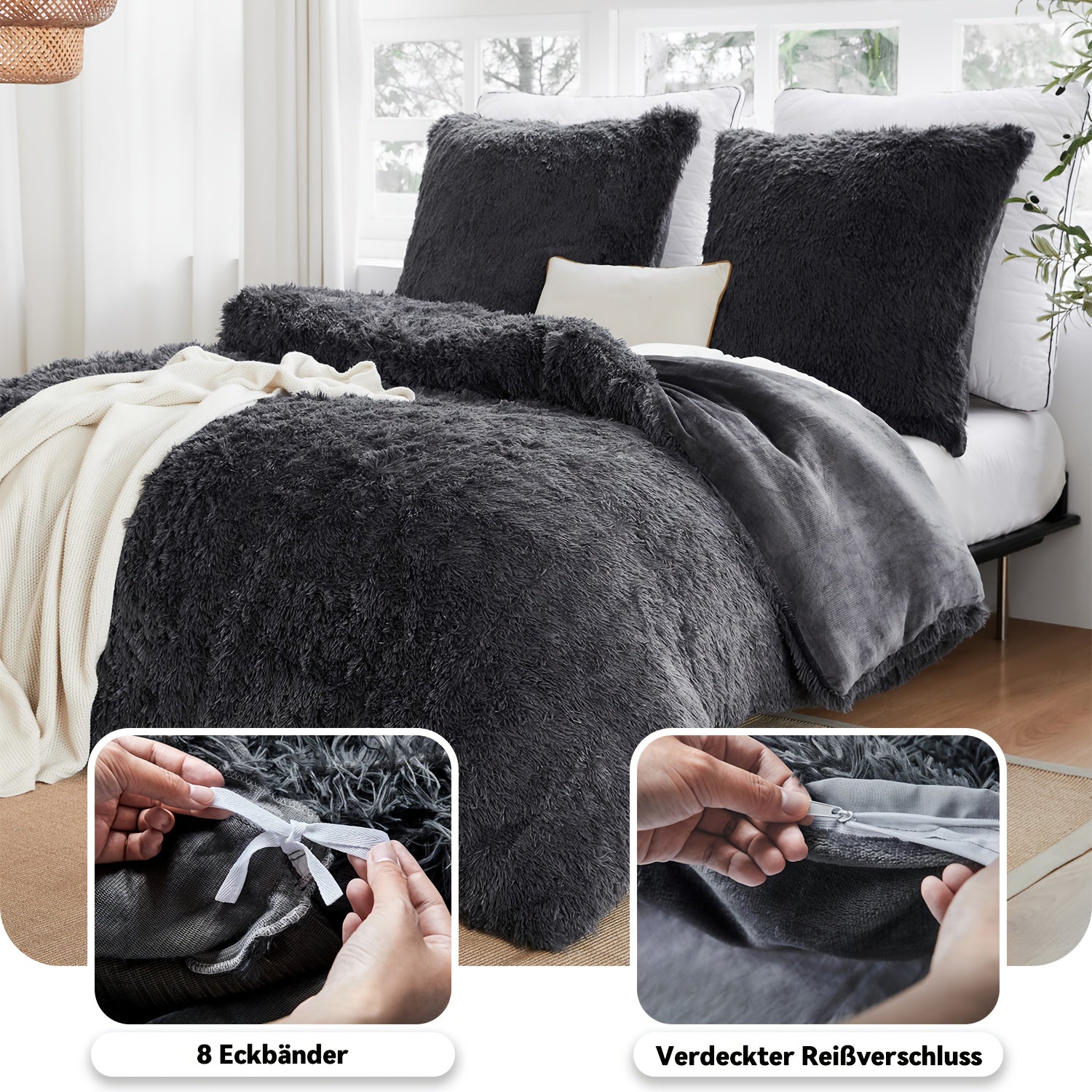 Set 2/3 Pezzi in Pile vellutato effetto pelliccia