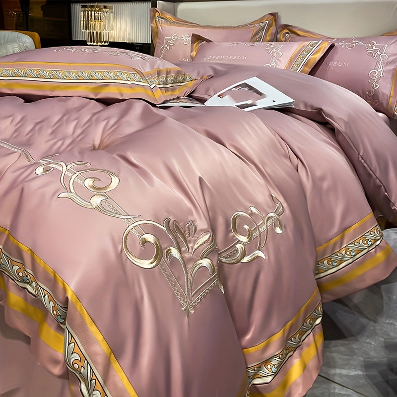 Set da Letto ricamato con stampa digitale - copripiumino, un lenzuolo e due federe.