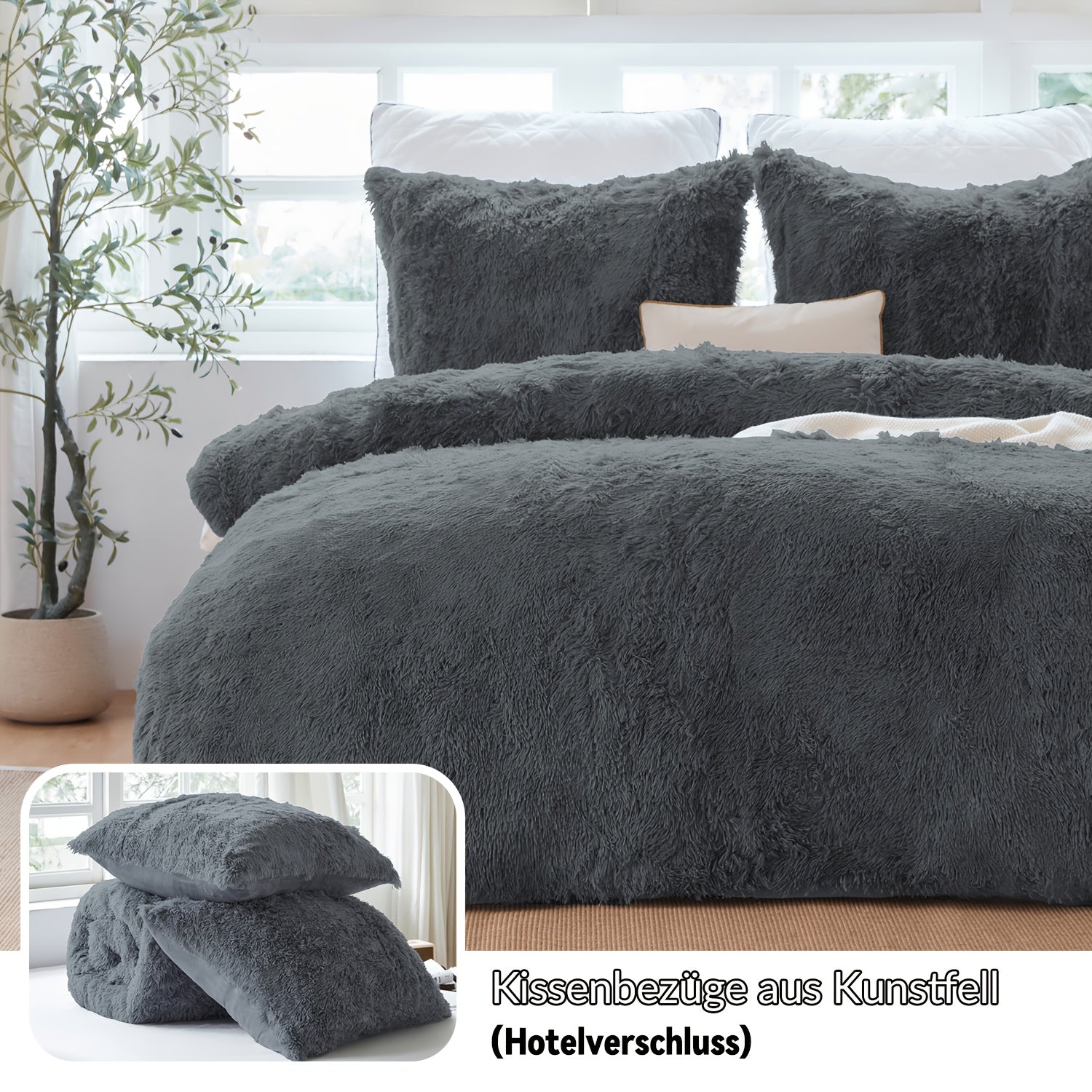 Set 2/3 Pezzi in Pile vellutato effetto pelliccia