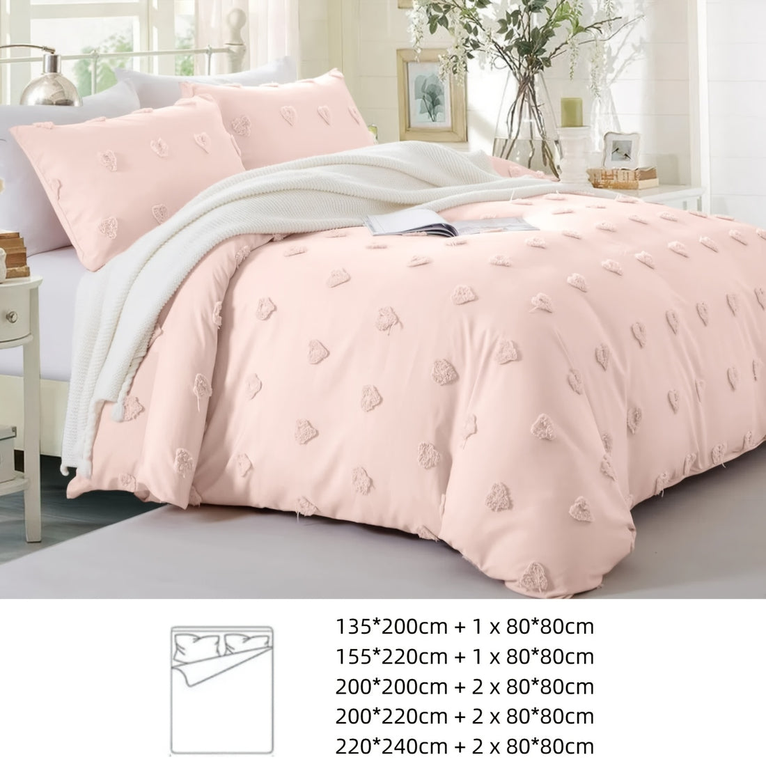 Set Copripiumino + federe Cuoricini - Trapuntato