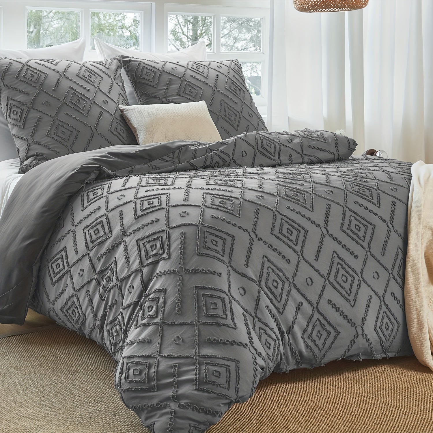 2pcs/3pcs Bohemian Jacquard Duvet Cover Pillowcase Soft, Skin friendly, Comfortable, Breathable, Machine Washable Zipper Closure Four Seasons Universal Simple Luxury Suitable for Bedrooms, Rooms, Hotels, etc. Duvet Set