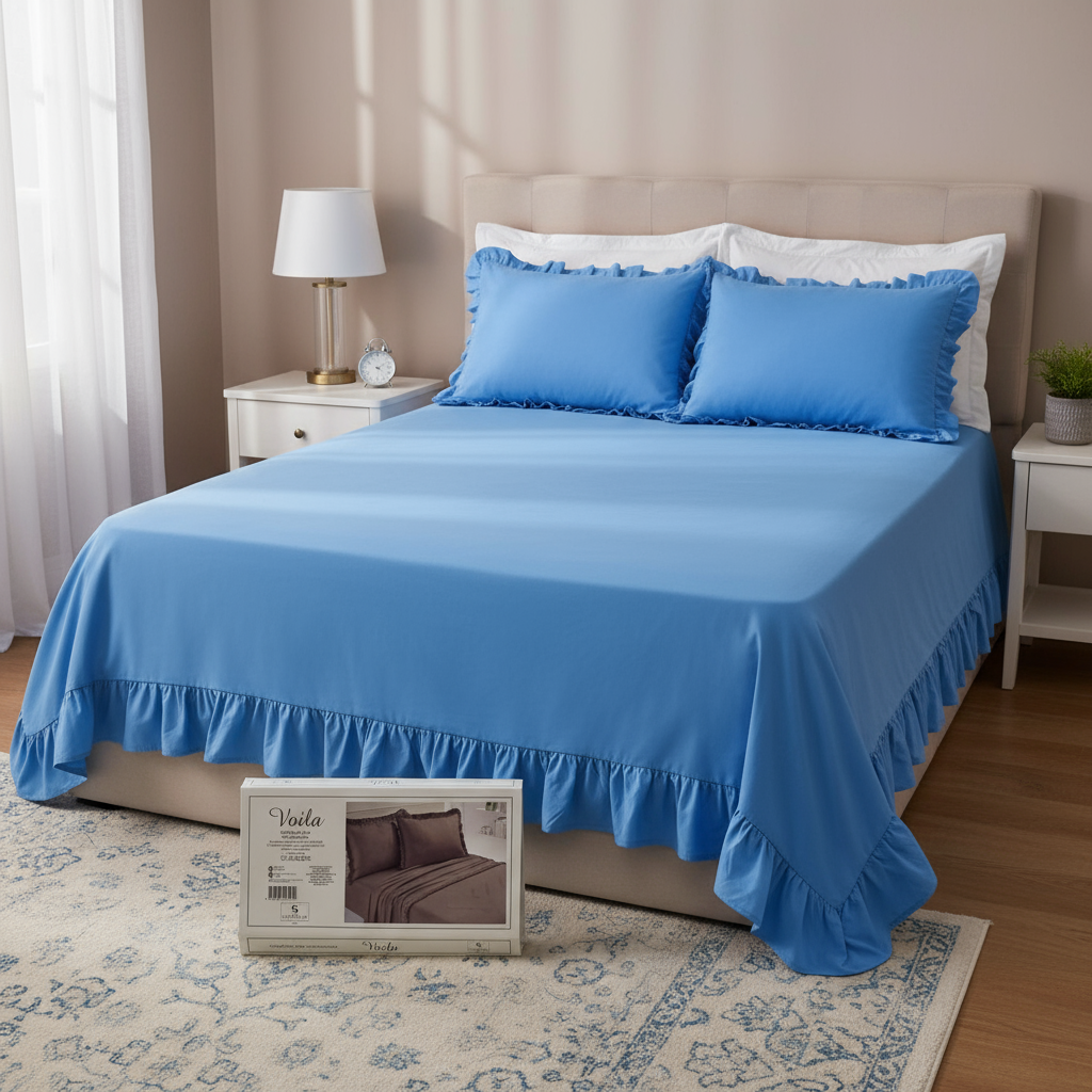 Lenzuola tinta unita con rouche