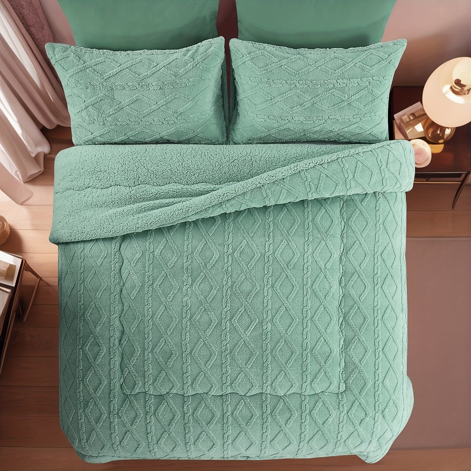 200x200cm Luxury Taff Velvet-Like Down Quilt - Double-Sided Rhombus Pattern Winter Blanket, Super Soft & Fluffy Bedspread for Bedroom, Dorm, Sofa | Machine Washable, Warm & Breathable Bedding, Ideal Christmas/Halloween Gift (