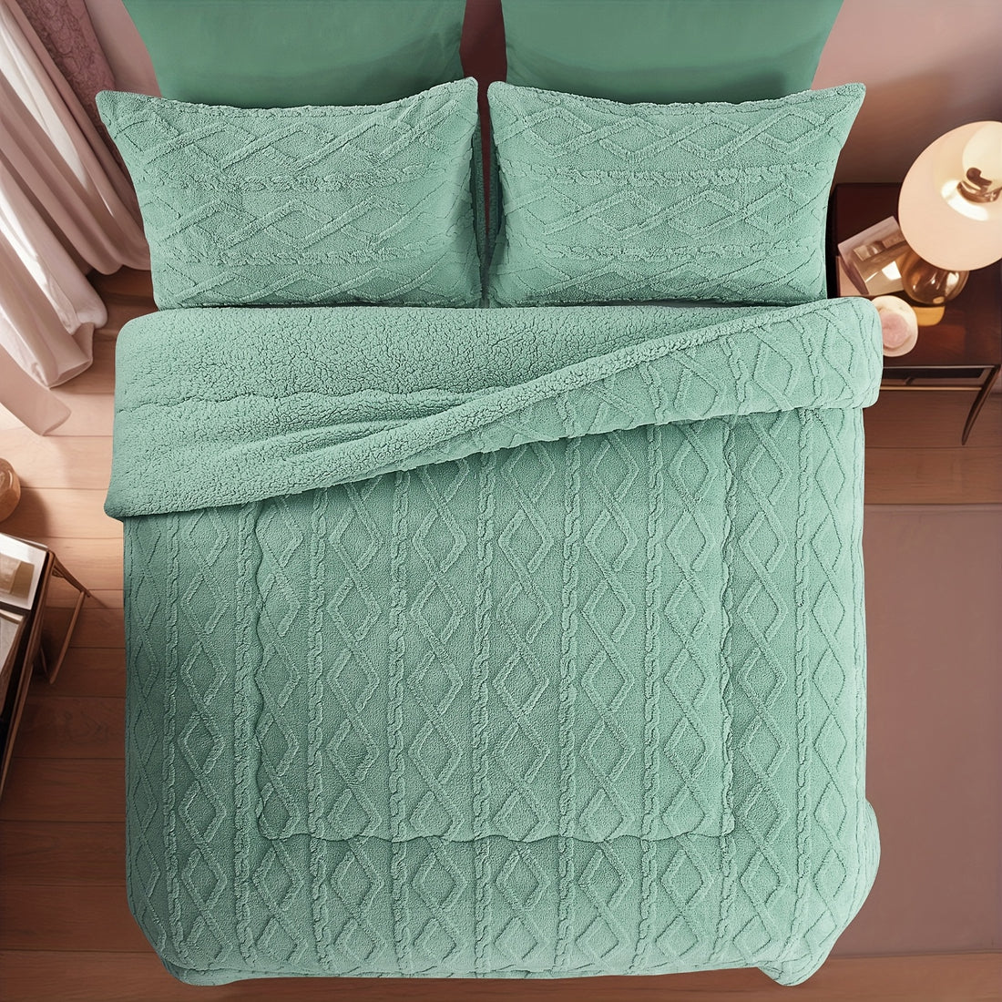 200x200cm Luxury Taff Velvet-Like Down Quilt - Double-Sided Rhombus Pattern Winter Blanket, Super Soft & Fluffy Bedspread for Bedroom, Dorm, Sofa | Machine Washable, Warm & Breathable Bedding, Ideal Christmas/Halloween Gift (