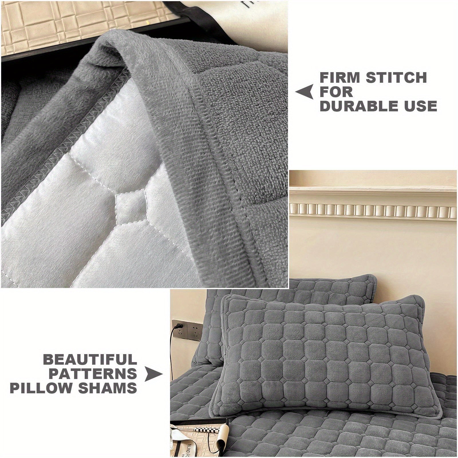 Copriletto trapuntato in velluto - set da 3 pezzi (copriletto e un paio di federe)