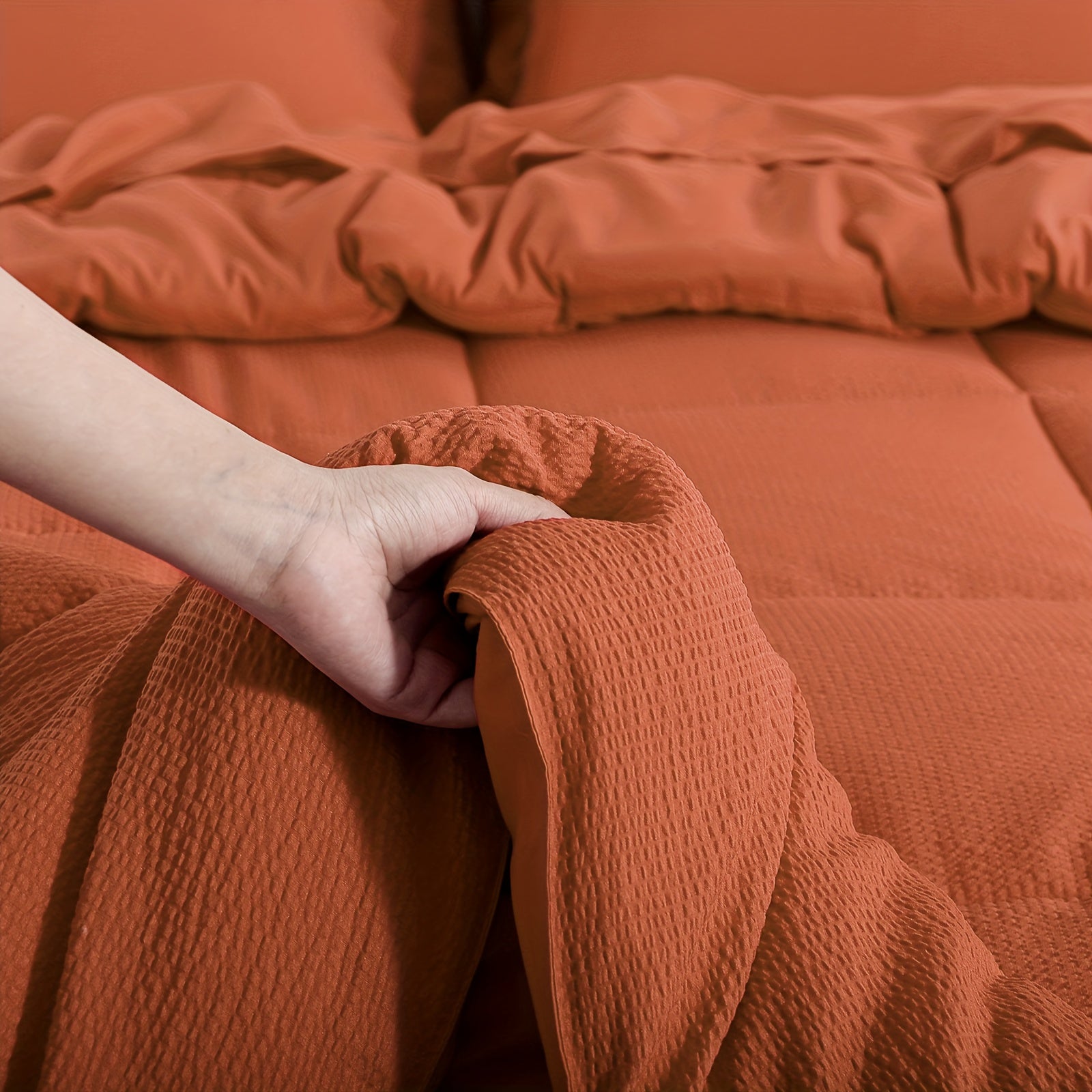 2/3pcs Seersucker Bedding Set, Soft Solid Color Brushed Microfiber Duvet Cover with Pillowcase 80x80cm, Modern & Easy Care