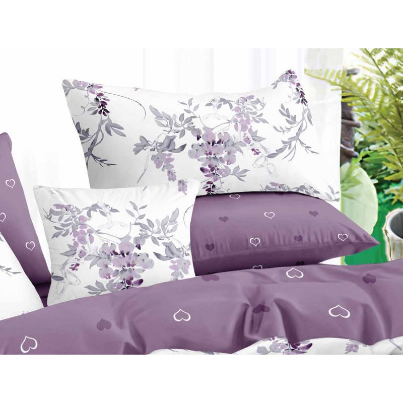 Set copripiumino bicolore floreale 3 pezzi - copripiumino e due federe.