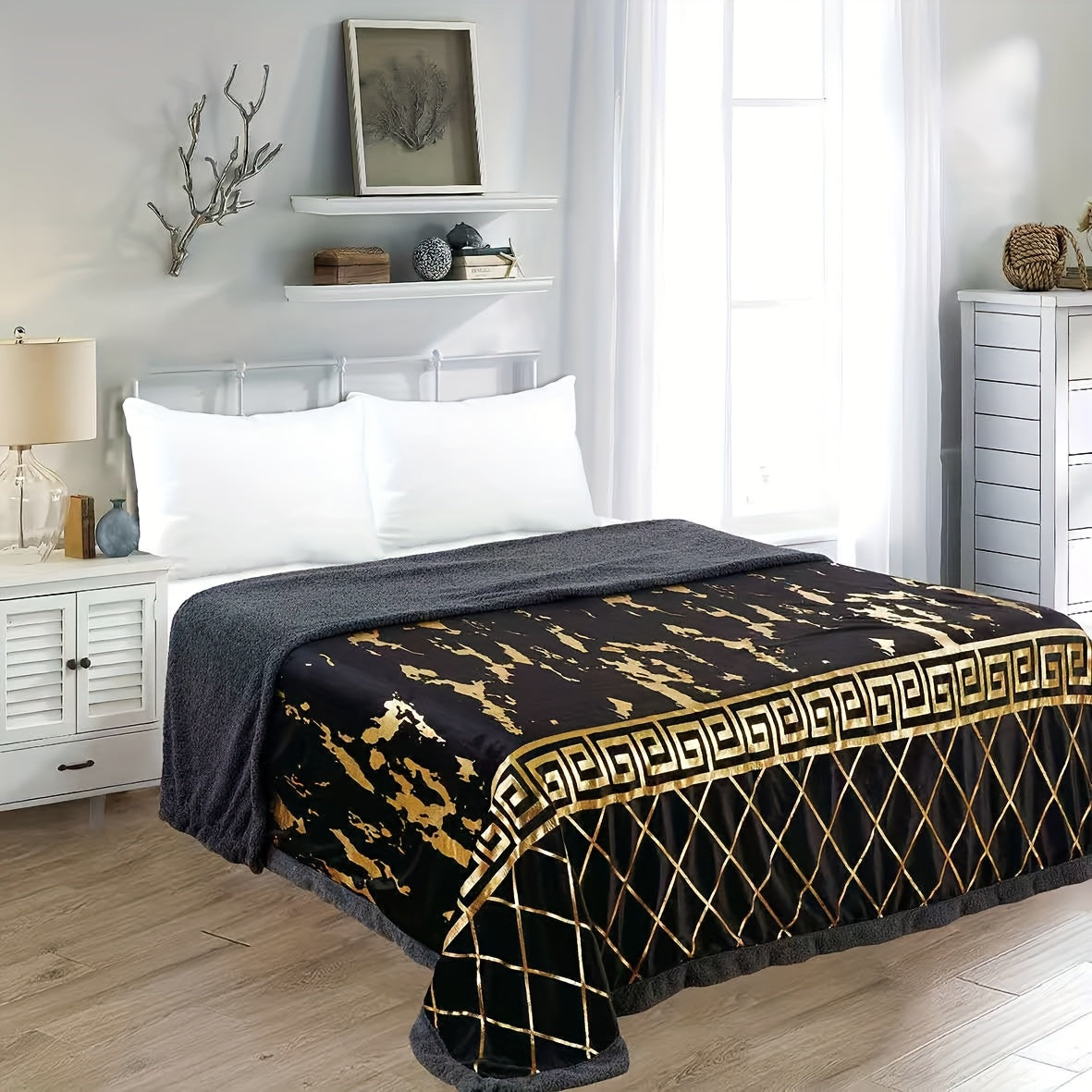 Coperta in Tessuto Sherpa - Realizzata in caldo tessuto dorato