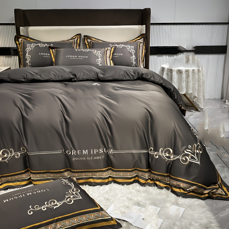 Set da Letto ricamato con stampa digitale - copripiumino, un lenzuolo e due federe.