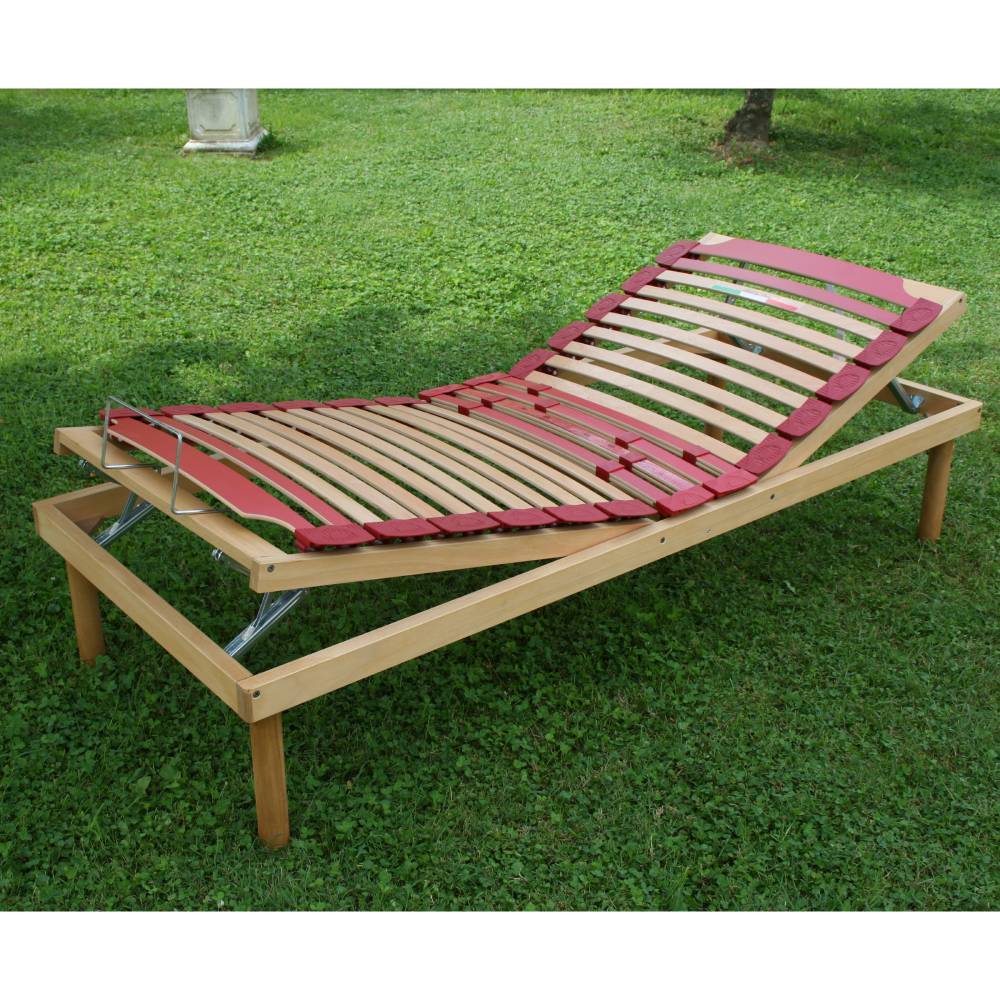 Rete letto per ogni tipo di materasso a doghe in legno con alza testa e alza piedi a movimento manuale  - Venere M