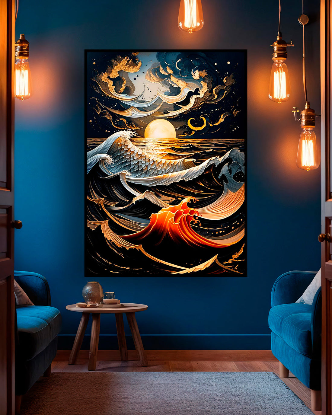 Quadro su tela da parete - Pronto da appendere - Mare in Fiamme