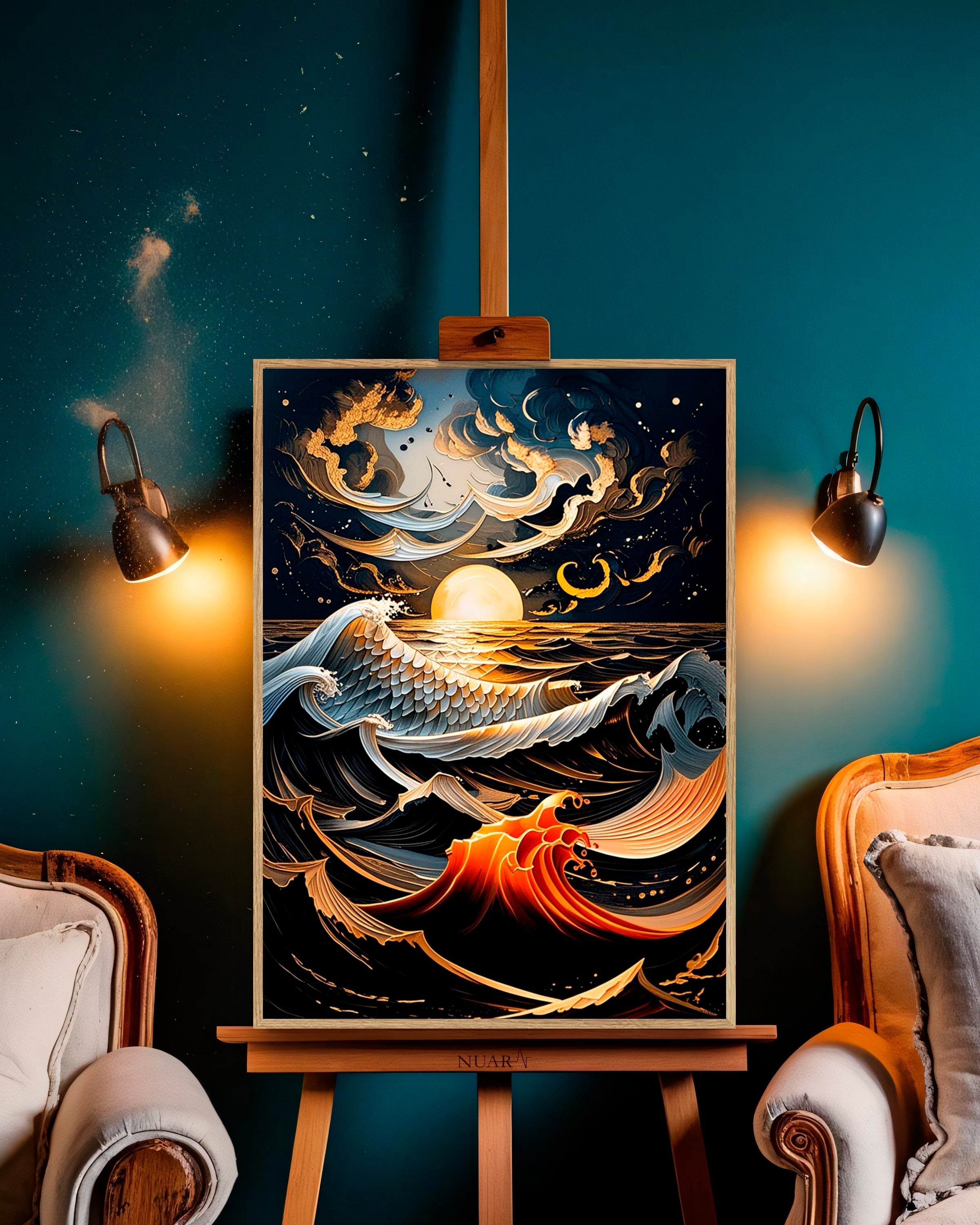 Quadro su tela da parete - Pronto da appendere - Mare in Fiamme