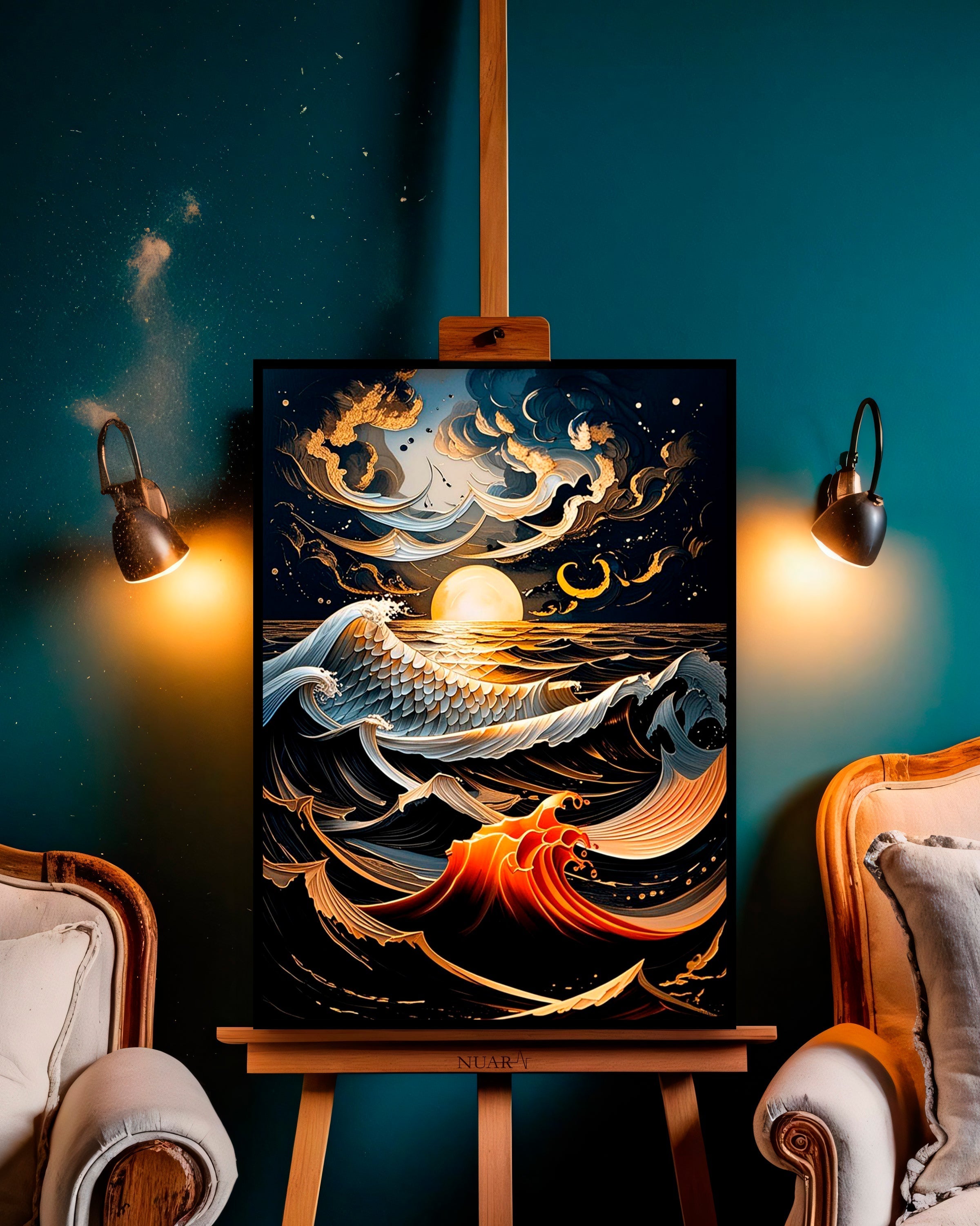 Quadro su tela da parete - Pronto da appendere - Mare in Fiamme