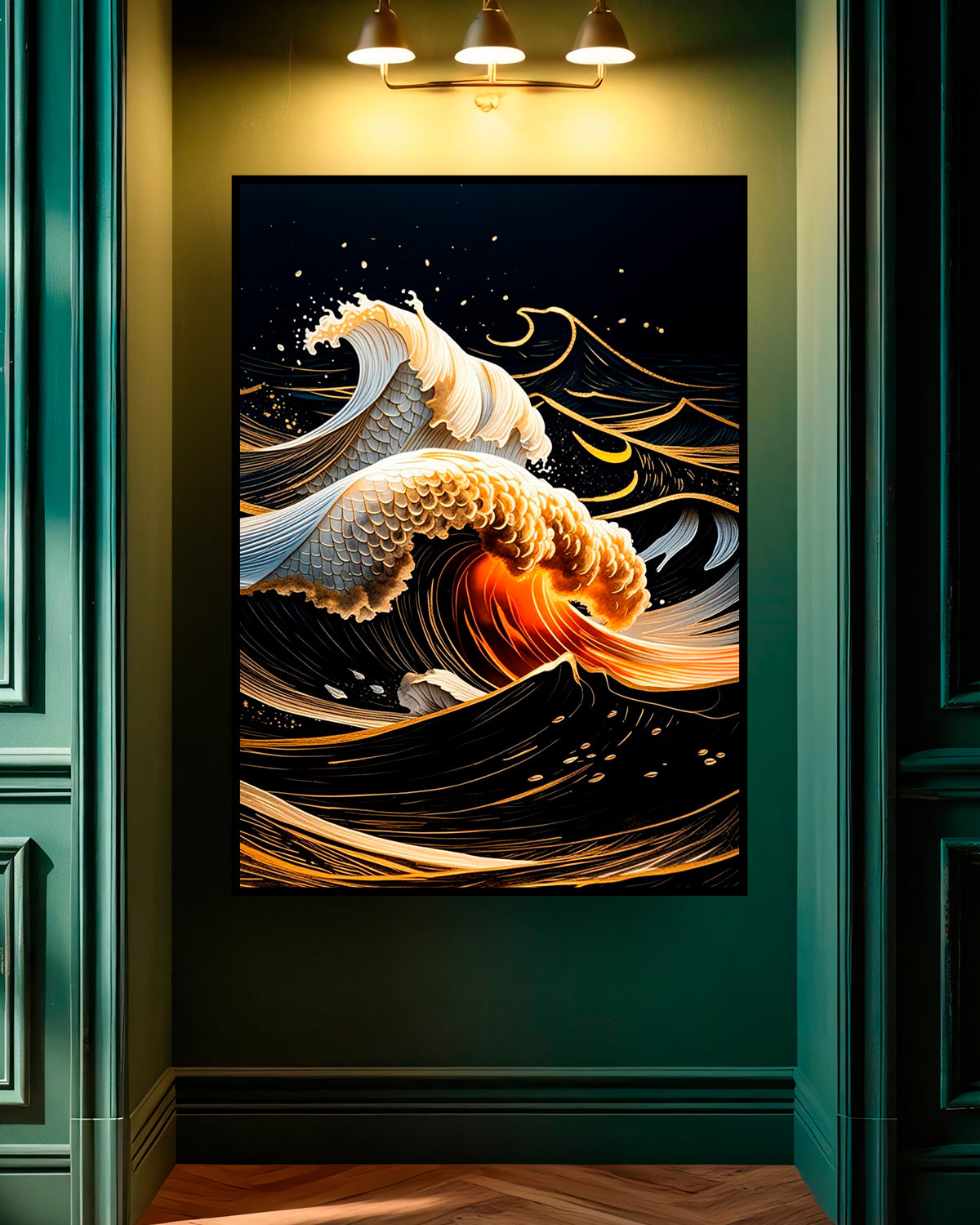 Quadro su tela da parete - Pronto da appendere - Golden Waves