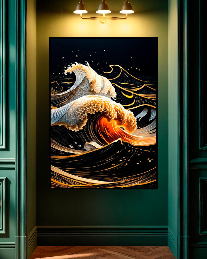 Quadro su tela da parete - Pronto da appendere - Golden Waves