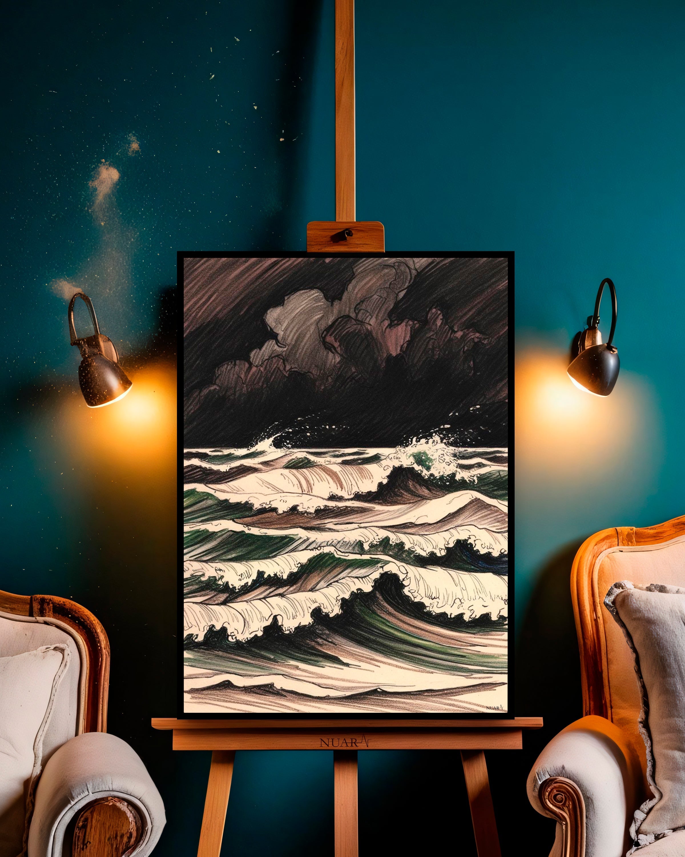 Quadro su tela da parete - Pronto da appendere - Mare Nero