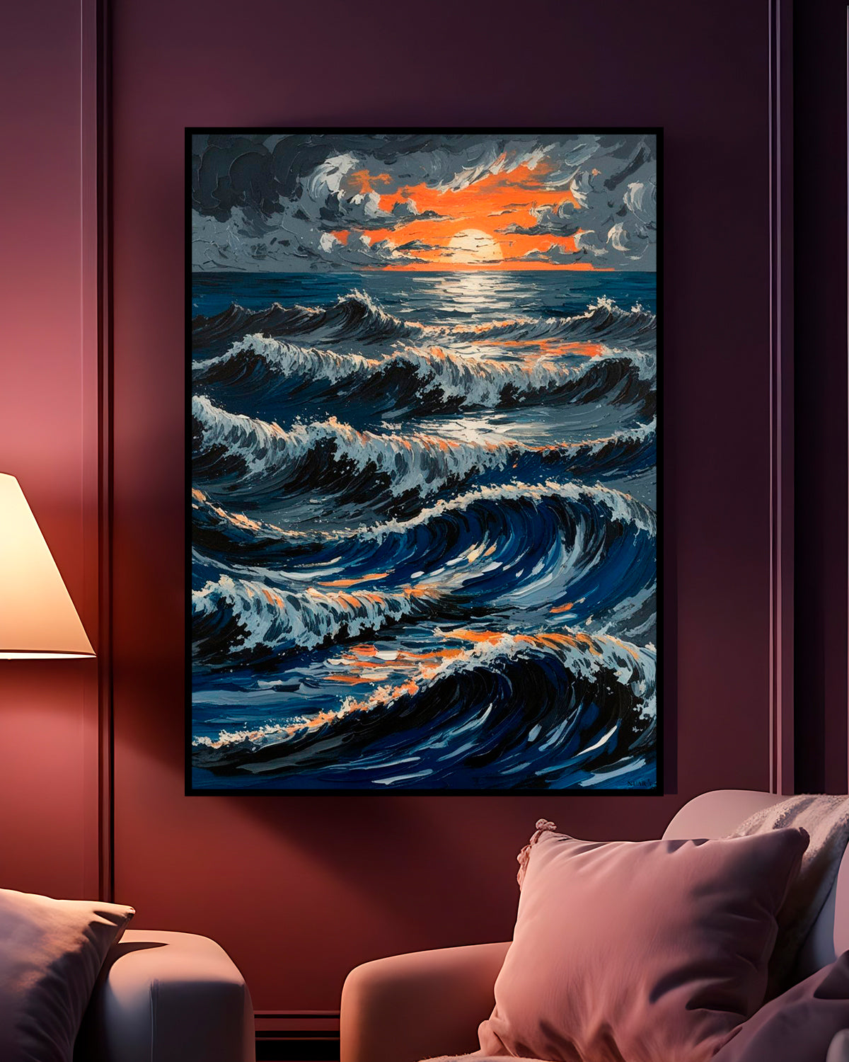 Quadro su tela da parete - Pronto da appendere - Onde