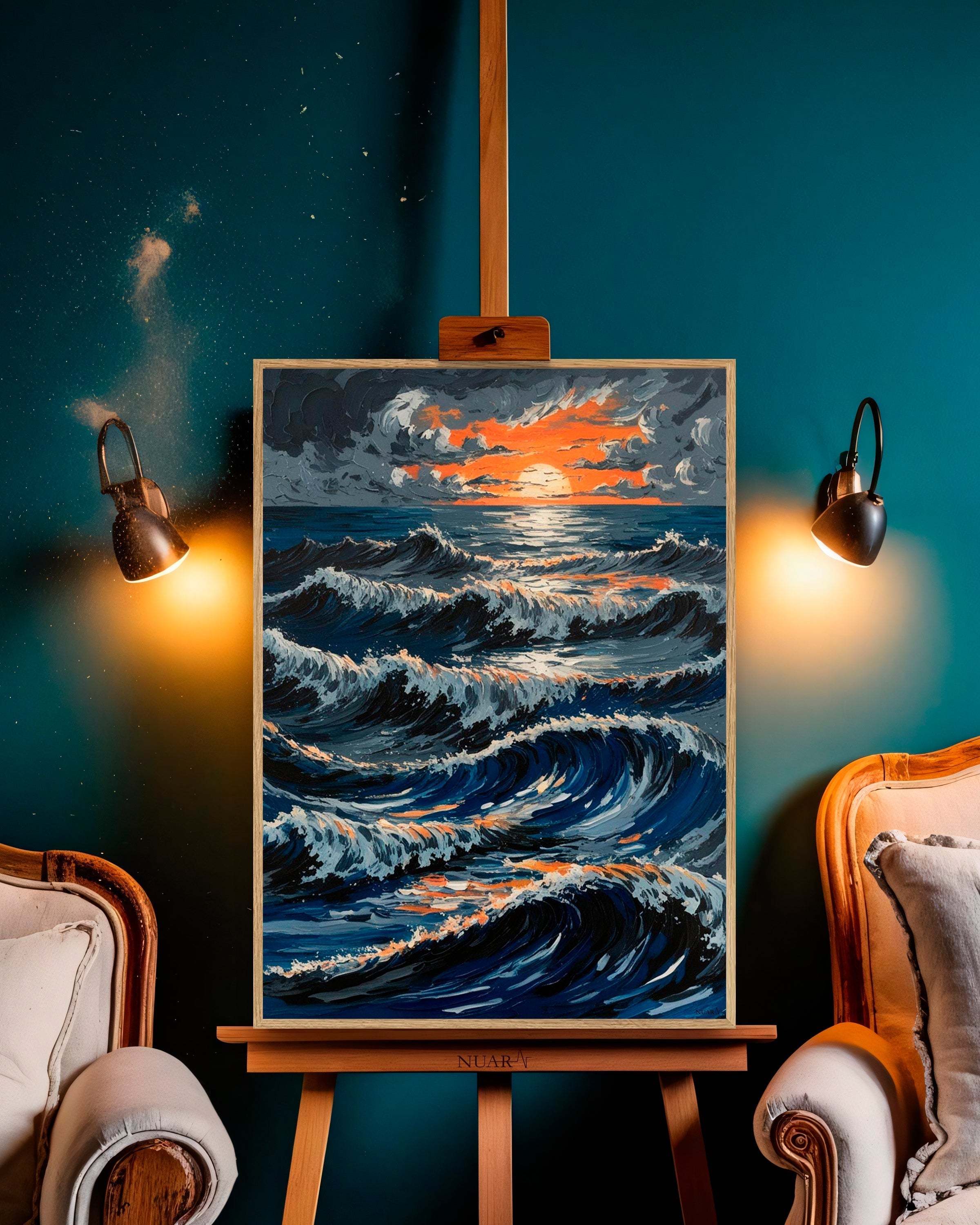 Quadro su tela da parete - Pronto da appendere - Onde