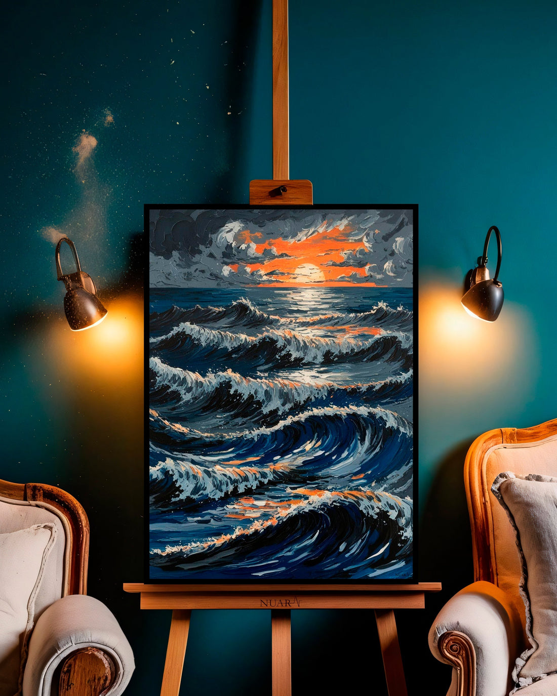 Quadro su tela da parete - Pronto da appendere - Onde