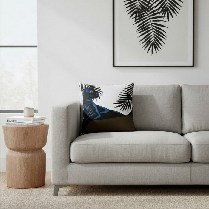 Cuscino in cotone con stampa tigre e foglie 45x45 cm