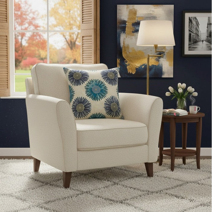 Cuscino in cotone con ricami colorati 45x45