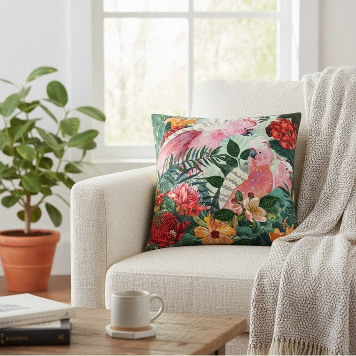 Cuscino in velluto con ricami in rilievo 45x45 cm - Natura