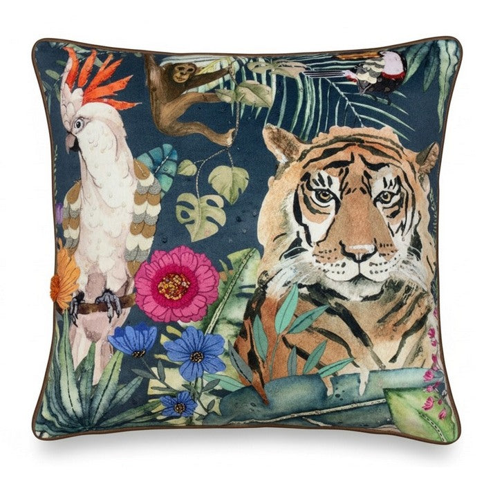 Cuscino in velluto con ricami in rilievo 45x45 cm - Tigre