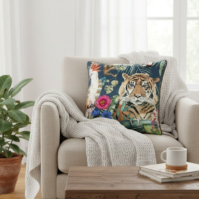 Cuscino in velluto con ricami in rilievo 45x45 cm - Tigre