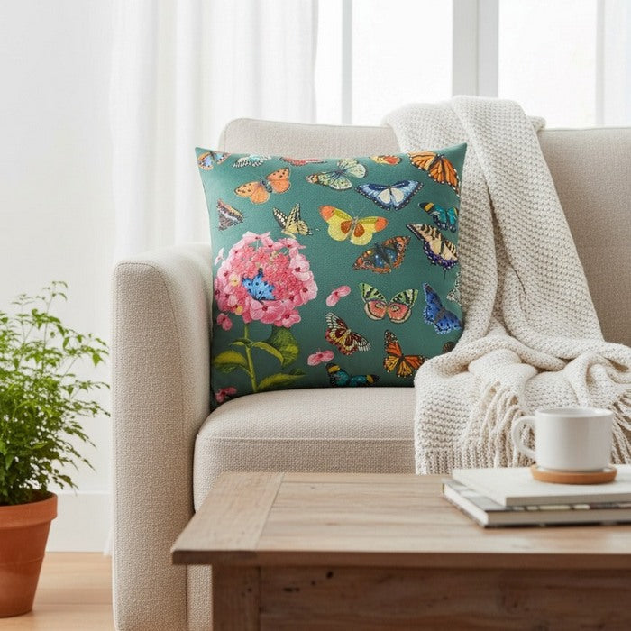 Cuscino in velluto con ricami in rilievo 45x45 cm - Farfalle