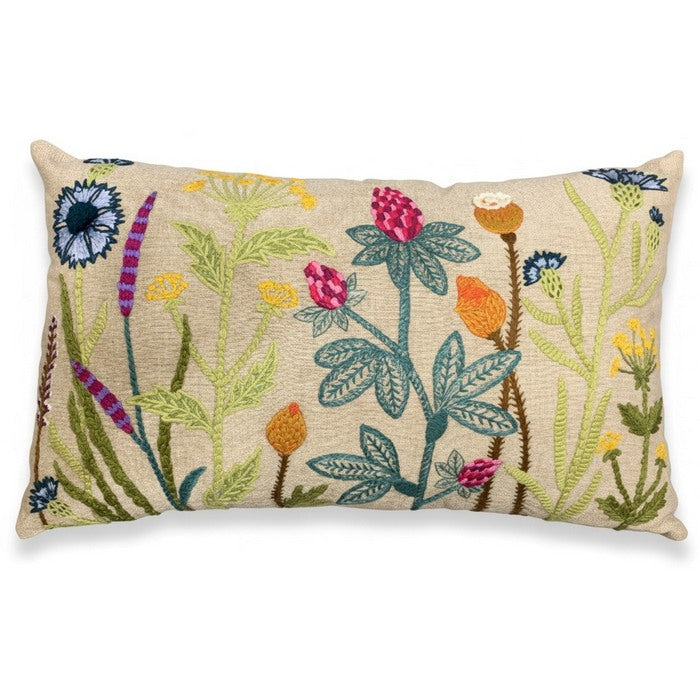 Cuscino in cotone con ricami in rilievo 30x50 cm - Fiori