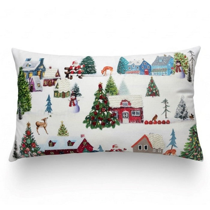 Cuscino in velluto con ricami in rilievo 30x50 cm - Paesaggio