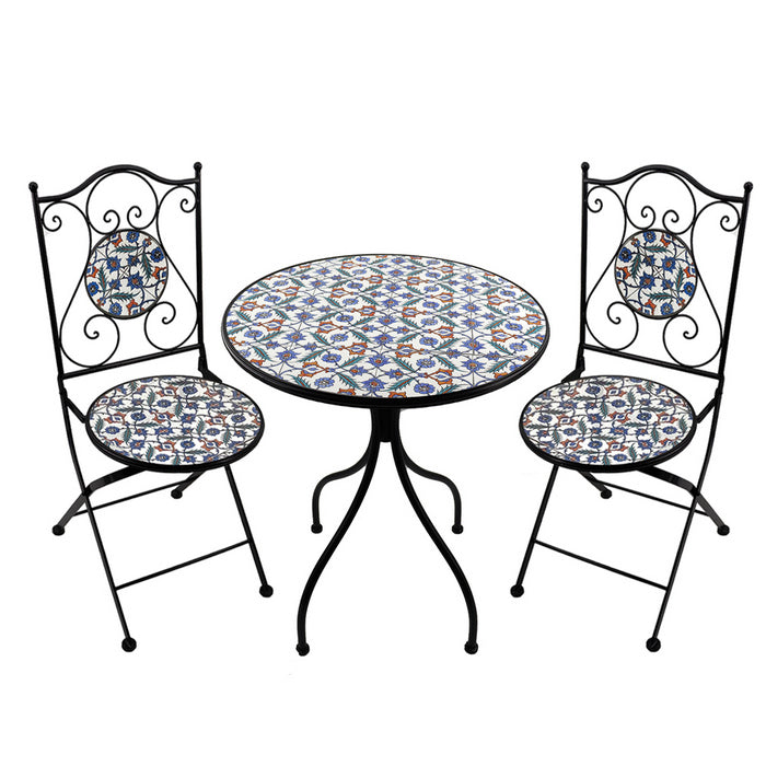 Set tavolo con sedie pieghevoli in metallo con mosaico - Elba