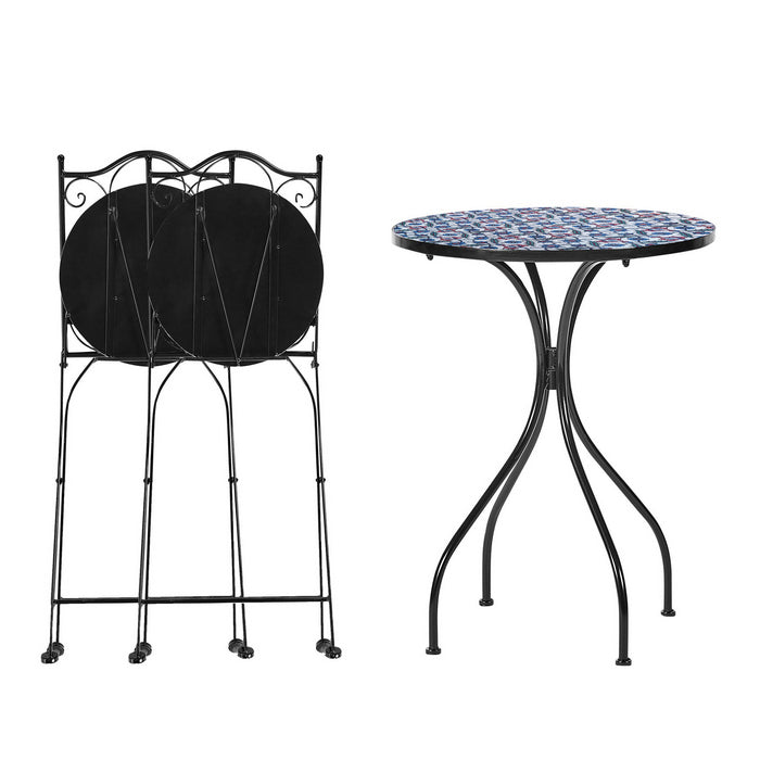 Set tavolo con sedie pieghevoli in metallo con mosaico - Elba