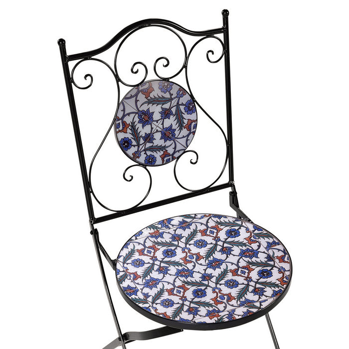 Set tavolo con sedie pieghevoli in metallo con mosaico - Elba