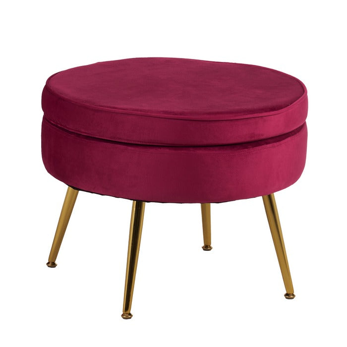 Set poltrona e pouf in velluto con gambe in metallo cromato oro