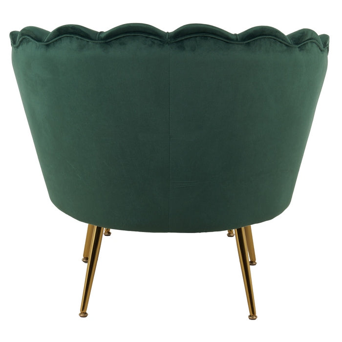 Set poltrona e pouf in velluto con gambe in metallo cromato oro