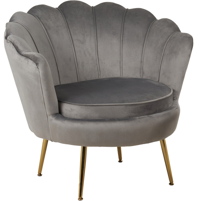 Set poltrona e pouf in velluto con gambe in metallo cromato oro