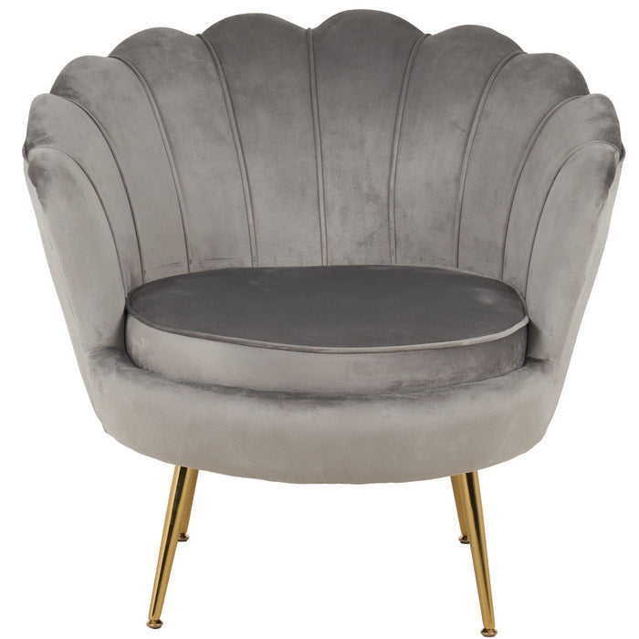 Set poltrona e pouf in velluto con gambe in metallo cromato oro